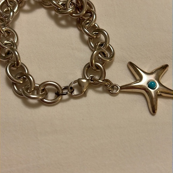 Tiffany’s Sterling Silver Rolo Link Turquoise Starfish Bracelet - Picture 5 of 5